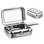 GARNECK Mini Compact Stainless Steel Portable Ashtray, Car Supplies White Patch Ashtray with Lid