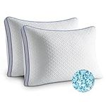 BedStory Gel Memory Foam Pillows, Firm King Size Pillows 2 Pack, Adjustable Shredded Memory Foam Pillow, Oreiller Mousse Memoire, Hotel Hypoallergenic Bed Pillow with Removable Cover - 45x80cm