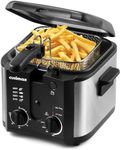 CUSIMAX Deep Fryer Pot with Basket for Home Use, 1500W, 2.5 Liter Small Deep Fryer, Adjustable Temperature & Time, Lid with View Window and Odor Free Filter