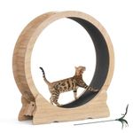 Mondeer Cat Wheel, Cat Exercise for Indoor Cats with Carpeted Runway, 43.3 inch XL Cat Treadmill with Removable Carpet, for Running Walking Training (Natural Wood)
