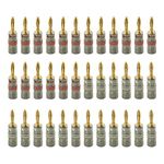 Nakamichi Ultimate Series 24k Gold Plated Beryllium Red Copper Banana Plug 12 AWG - 18 AWG Gauge Size 4mm for Speakers Amplifier Hi-Fi Stereo Receiver Audio Wire Cable Connector 36 Pcs (18-Pairs)