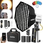 Godox ML60IIBi ML60II-Bi 70W Bi-Color 2800K-6500K Handheld LED Video Light Kit, CRI 96+ TLCI 97+, 7 FX Effects, APP Control, Slient Mode, with AD-S60S Softbox,AK-B01 Battery Base, 2x NP970 Battery