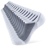 Closemate 8 Pairs Mens No Show Socks Low Cut Invisible Cotton Socks Non-Slip Grip Silicon Casual Socks (8 White, Size M)