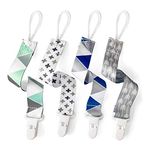 PandaEar Baby Soother Chain Pacifier Clips Solid Color| 4 Pack Universal Holder Leash Soother Clips with Plastic Clasp for all Baby Teething Toys Teethers Soothers| Neutral