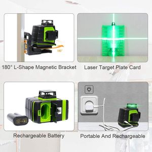 Huepar 360° Green Laser Level – Self-Leveling Cross Line Tool