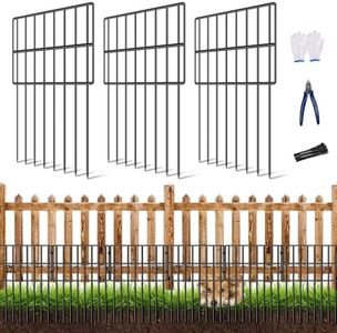 25 Pack Garden Animal Barrier Fence, 17in(H) x27ft(L) No Dig Decorative Fences, 1.5in Spike Spacing Rustproof Metal Garden Fence Border for Dogs Rabbits, Bottom Blocker for Outdoor Yard Patio