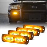 Xprite Amber Grille Strobe Lights Kits 4 PCS,High-Intensity 12 LED Emergency Surface Flush Mount Side Marker Grill Head Hazard Warning Flashing Light for Vehicles Snowplow Towing Trucks ATV Cars