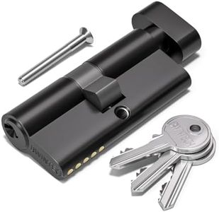Bwintech 1 pieza 30T/30mm Euro Latón Cilindro, 60mm Thumbturn/Key Barrel Lock con 3 llaves de latón estándar, tiene antirrobo, antiperforación, antirotura, antigolpes, negro
