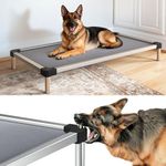 FXW TitanNest Chew-Proof Elevated Dog Bed, Raised Cot for Indoor/Outdoor/Camping Use, Durable & Washable Padded Pet Bed for Large Dogs, 119.2cm L × 73.4cm W × 18.5cm H, Gray