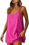 Caracilia Womens Summer Mini Dress 2025 Casual Sleeveless Built in Shapewear Sundress Trendy Short Tennis Athletic Outfits Hot Pink XX-Large