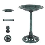 Bonnlo Wild Bird Bath Green Patina Weather Resistant Resin Pedestal Birdbaths Antique Sculpture Finish Garden Decor for Outdoor Lightweight Courtyard-71 cm Tall