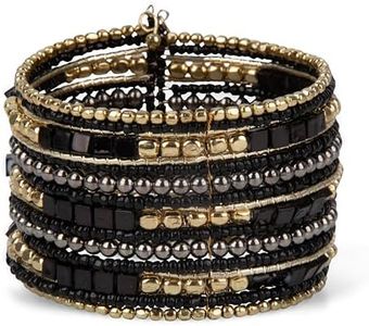SPUNKYsoul Cuff Bracelets for Women Collection - Adjustable, Stylish Boho Inspired Beaded Bracelets, Trendy Stackable Beads, Ideal for Everyday Wear & Special Occasions (Black & Gold Cube)