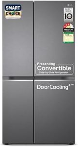 LG 650 L, 3 Star, Smart Inverter Compressor, Convertible, Door Cooling+, Frost Free Double Door Side by Side Refrigerator (GL-B257HDS3, Dazzle Steel, Express Freeze)