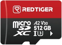 REDTIGER High Speed Micro SD Card with Adapter,512GB microSDXC UHS-I Class 10, U3, V30 A2, Support for Dash Cameras and Recording 4K Video Recording, Compatible with F7NP&F7NT&F17&VP20&F17PLUS
