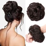 Hairro Messy Hair Bun Brown Fake Hair Bun Hair Piece (Dark Brown 25g/pc) Curly Wavy Updo Scrunchies Synthetic Extensions for Women Natural Looking Hairpiece