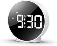 AMIR Digital Alarm Clock, LED Electronic Clock, Small Desk Clock with 2 Alarms, Snooze, Dimmable Alarm Days Set 12/24H Display, Bedside Clock for Home (Battery/Adapter not Included)