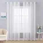 MIULEE 2 Panels Solid Color White Sheer Curtains Elegant Grommet Window Voile Panels/Drapes/Treatment for Bedroom Living Room (54X84 Inch)