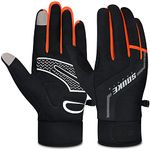 Souke Sports Cycling Bike Gloves Padded Fleeced Liner Full Finger Bicycle Touch Screen Anti-Slip Thermal Biking Gloves for Men Women