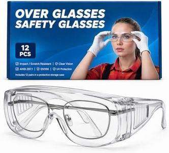 12 Pack Safety Glasses Over Eyeglasses with Anti-Fog and Scratch Resistant ANSI Z87