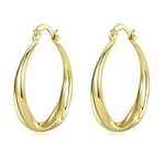 Yulovee 9ct Gold Plated Women Hoop Creole Earrings,Large Twisted Hoop Earrings for Women(30MM)