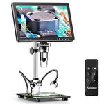 Auslese Robotics 10.1 Inch Digital Microscope 12MP Camera 50-1200X Magnification Coin PCB Soldering Electronics Repair LED Lights Remote Control USB Windows Mac Compatible
