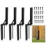 VANROUG 4 Pcs Fence Post Repair Kit Heavy Duty Fixer Anchor Ground Spike,Fence Post Support Stake for Repairing Damaged Fence Gate Posts Sign Posts or Mailbox