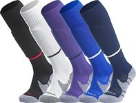 APTESOL Youth Soccer Socks Boys Girls Women Knee High Team Sport Cushion Sock Kids Long Tube Cotton Athletic Compression Socks (5-Pair Multicolor-B,Small)