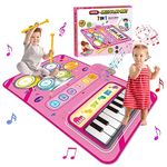 Toys for 3 4 5 6 Year Old Girls, 2 in 1 Music Mat Gifts for Girls Kids Toys 3-6 Year Old Girl Boys, Educational Music Toys for 3-6 Year Old Girls Boys, Girls Birthday Presents Xmas Stocking Fillers