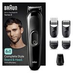 Braun 6-in1 All-in-One Style Kit Series 3, Male Grooming Kit with Beard Trimmer, Hair Clippers & Precision Trimmer, with Lifetime Sharp Blades, Gifts for Men, UK 2 Pin Plug, MGK3420, Black