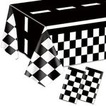 2PCS Checkered Tablecloth Racing Car Tablecloth Racing Party Supplies 54"x108" Disposable Plastic Racetrack Tablecloth Car Birthday Party Supplies Car Birthday Decorations Car Theme Party Table Covers