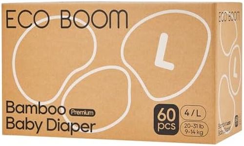 ECO BOOM Diapers, Viscose from Bamboo Diapers, Natural Soft Disposable Nappies for Infant, Size 4 Suitable for 20 to 31lb (Large - 60 Count)