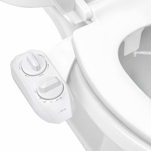 LUXE Bidet NEO 185 Plus - Dual Nozzle, Non-Electric Bidet Attachment for Toilet Seat, Patented Slide-In Install, 360° Self-Clean, EZ-Lift to Clean, Feminine & Rear Wash (White)