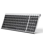 iClever BK10 Bluetooth Keyboard, Multi Device Wireless Keyboard with Number Pad Ergonomic Design Full Size Rechargeable Keyboard for iPad, iPhone, Mac, iOS, Android, Windows