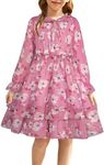 GRACE KARIN Little Girls Pink Dress Fall Long Sleeve Party Formal Holiday School Dress Size 7