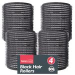 SOL 4pk Black Hair Rollers for Hair Volume - Self Grip, Boost Volume, Create Bouncy Waves, Reduce Heat Damage, Compact, Easy to Use, Travel-Friendly Styling Curler for Everyday Styling or Quick Fixes