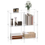 CRTERICX Acrylic Console Table, 29.5" Small Entryway Table with Open Shelves, Clear Entry Table for Sofa, Foyer, Hallway, Living Room, Easy Assembly, 3 Tier, 11.8" D x 31.7" H