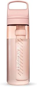 LifeStraw Go Series — BPA-Free Water Filter Bottle for Travel and Everyday Use Removes Bacteria, Parasites and Microplastics, Improves Taste, 22oz Cherry Blossom Pink