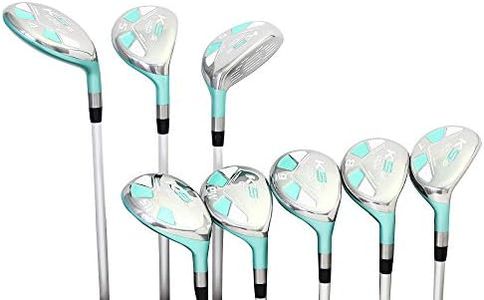 Majek Seafoam Teal Senior Ladies Golf Hybrids Irons Set New Senior Women Best All True Hybrid Ultra Light Weight Forgiving Woman Complete Package Includes 4 5 6 7 8 9 PW SW All Lady Flex Utility Clubs