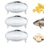 3pcs Steamer Basket, 8.5 inch Steamer Rack Holder Stainless Steel Steaming Tray Multi-functional Steamer Basket Steamer Insert for Food and Dumplings Vegetable Seafood Cooking