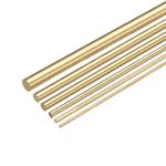 sourcing map Brass Rods Round Solid Brass Stock Pin 2mm-8mm Assorted Diameter for 300mm Length Brass Rod for Drift Punches Various Shaft DIY Craft Model Plane Ship Cars(Pack of 6)