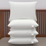 MY ARMOR Height Adjustable Conjugate Fiber Sleeping Pillows with Zip and Extra Fibre | 17" x 27" - Set of 4, White Bamboo Fabric