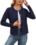 WEACZZY Women's Cardigan Long Sleeve Button Down Classic Sweater Knit Cardigan,Navy Blue,Large