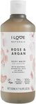 I Love Naturals Rose & Argan Body Wash, Natural Oils Of Rose & Patchouli, Formulated Using Essential Oils For Silky Smooth & Moisturised Skin, 100% Recycled Bottle & Vegan-Friendly - 500ml