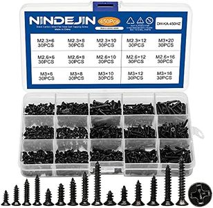 NINDEJIN 450 PCS Miniature Screws, Phillips Flat Head Small Screw M2.3 M2.6 M3 Countersunk Repair Screw Assortment Set, Black Self-Tapping Electronic Screw for Computer PC Pan Motherboard Watches Toys