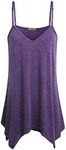 Miusey Tunic Tops for Leggings for Women V Neck Fowly Swing Handkerchief Hem Spaghetti Strap A Line Fashion Casual Summer Loose Fit Stretch Beach Party Wear Trendy Boutique Camisoles Tank Purple XL
