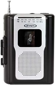 Jensen CR-100 Retro Portable AM/FM Radio Personal Cassette Player Compact Lightweight Design Stereo AM/FM Radio Cassette Player/Recorder & Built in Speaker (Black Series)