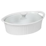 Corningware 1105935 French White III Casserole with Glass Cover, 2.5 Quart & Oval