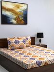 Bombay Dyeing Vista 144 TC Microfiber Brown Queen Size Bedsheet with 2 Pillow Covers