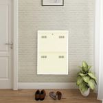 Royal Interiors Metal Shoe Rack Wall Mounted for Home with Central Locking | 2 Door 20 inch Wall Mounted Metal 4 Pair Shoe Rack Cabinet | Pre-Assembled Shoe Rack Shelves | 3 Year Warranty (Ivory)