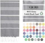 Cacala Lightweight and Thin Turkish Beach Towel 100% Cotton Sand-Free and Quick-Drying Goodness Perfect as an Extra Large Travel Towel, Beach Accessory, or Gift for Beach Lovers, 37 x 70